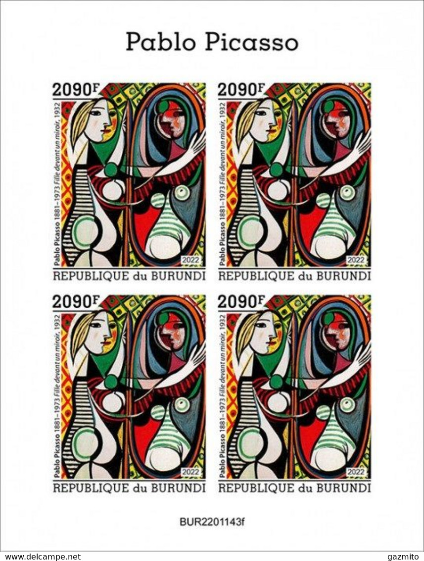 Burundi 2022, Art, Picasso IV, 4val In BF IMPERFORATED - Ongebruikt