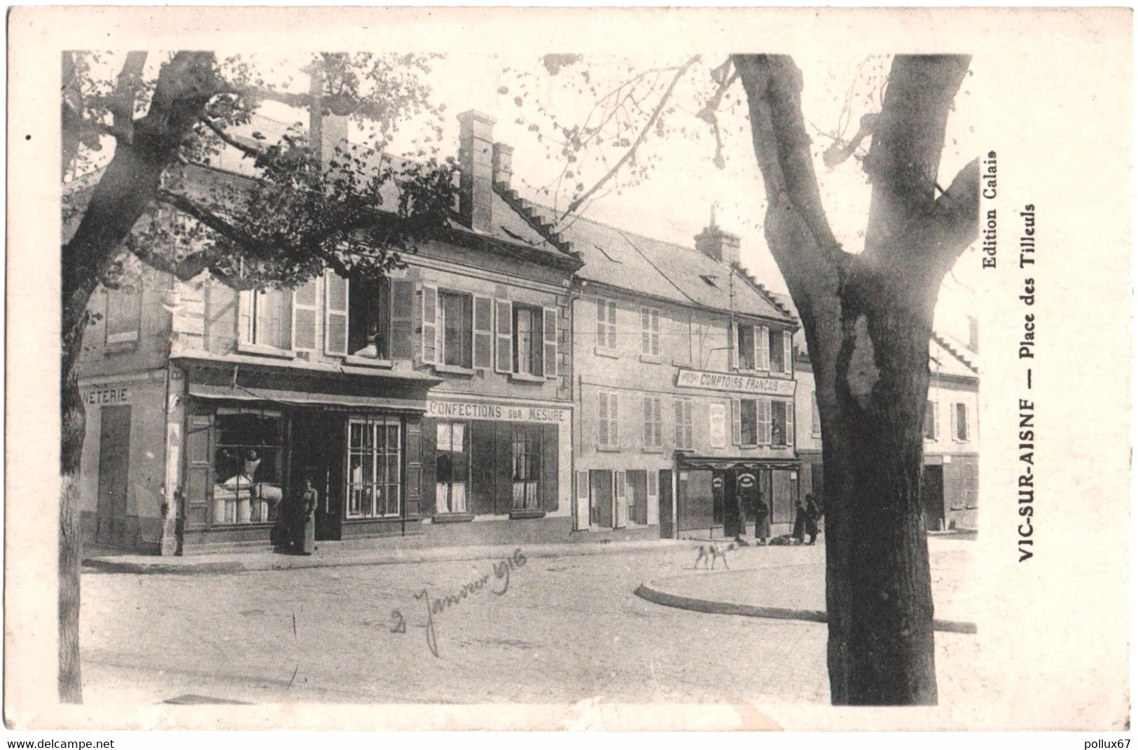 CPA DE VIC-SUR-AISNE  (AISNE)  PLACE DES TILLEULS - Vic Sur Aisne