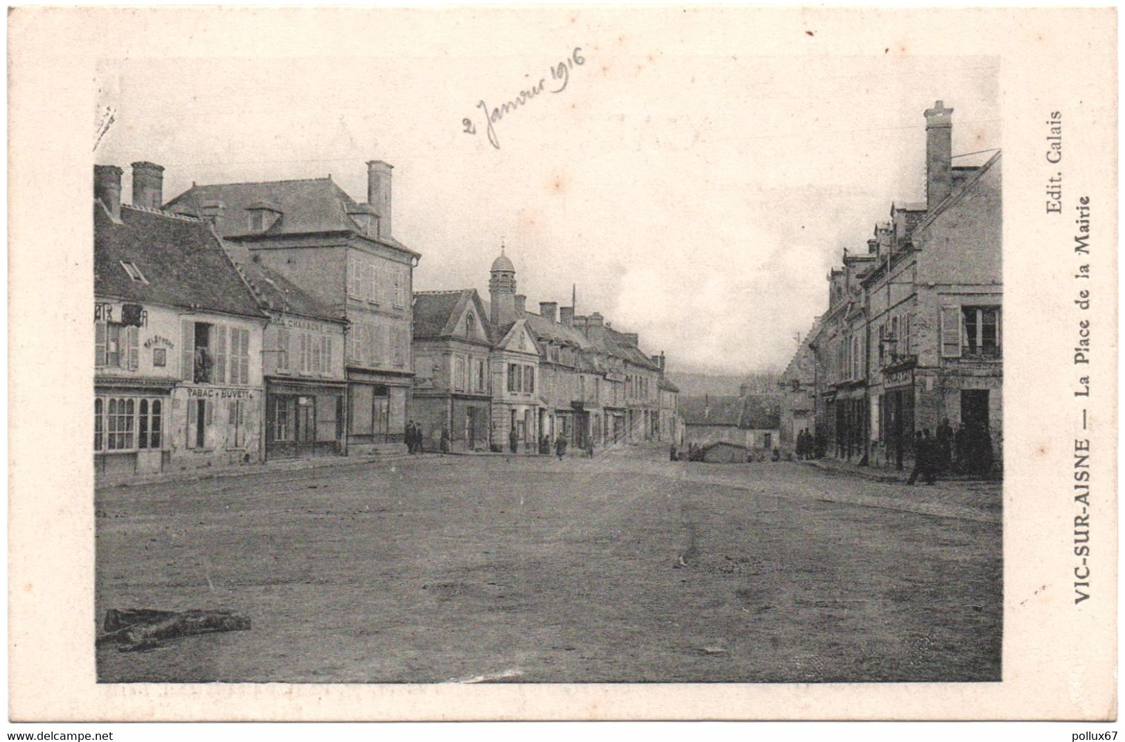 CPA DE VIC-SUR-AISNE  (AISNE)  LA PLACE DE LA MAIRIE - Vic Sur Aisne