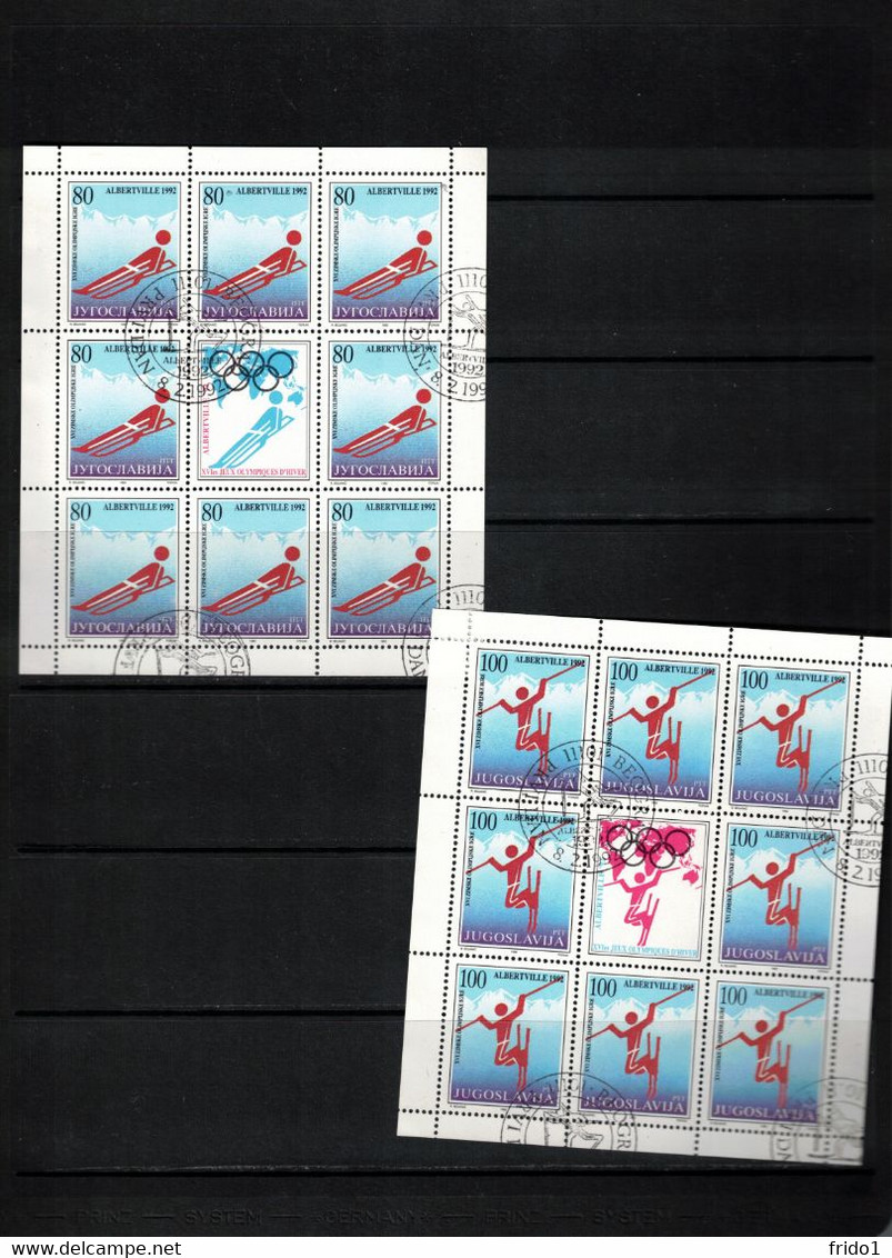 Yugoslavia / Jugoslawien 1992 Olympic Games Albertville Michel 2523 - 2524 Kleinbogen / Sheet Sauber Gestempelt / FU - Gebraucht