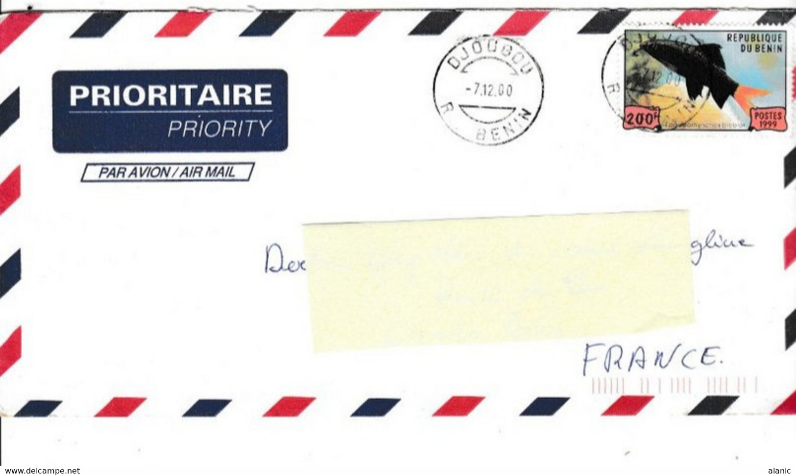 Lettre De 2000 DJOUGOU  Pour La France N°904  République Du Bénin (Thématique) - Benin - Dahomey (1960-...)