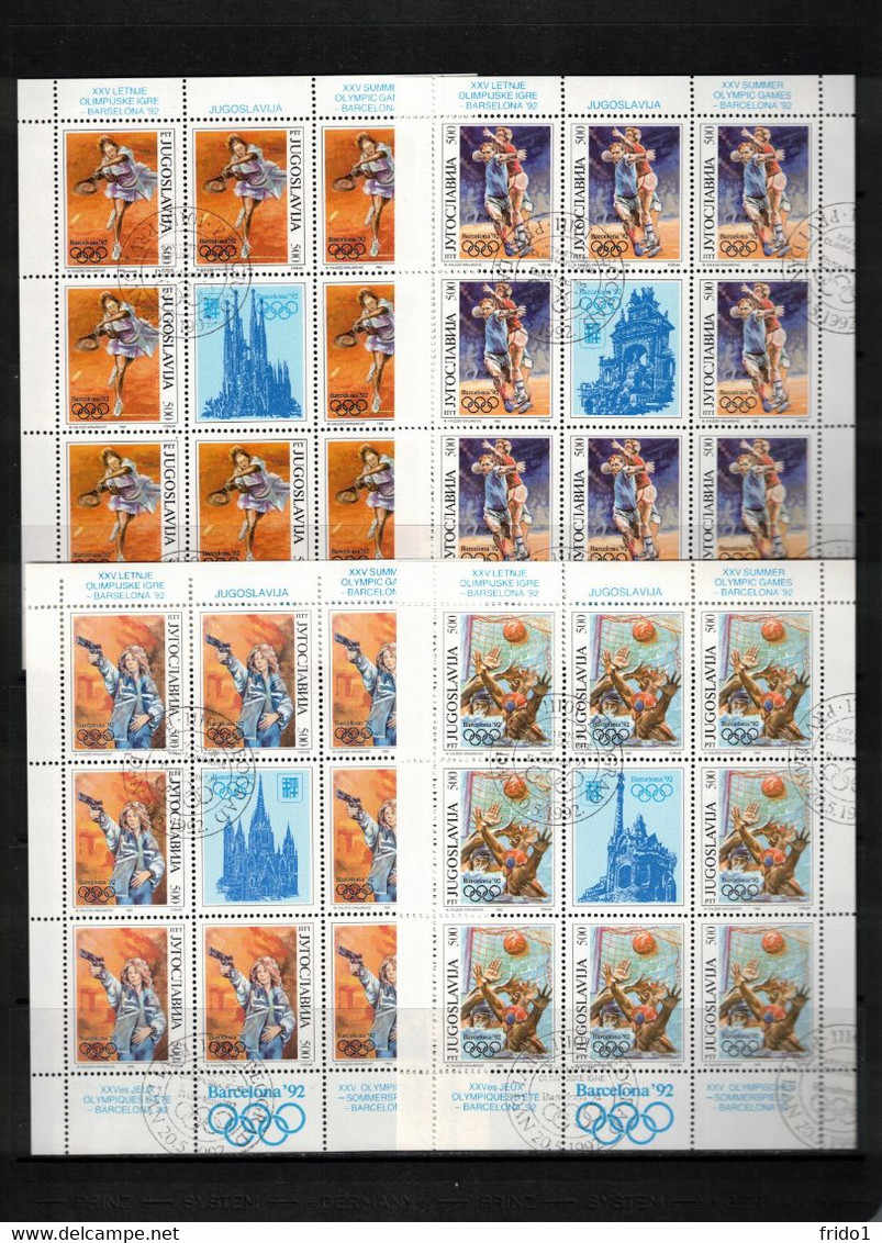 Yugoslavia / Jugoslawien 1992 Olympic Games Barcelona  Michel 2538 - 2541 Kleinbogen / Sheet Sauber Gestempelt / FU - Gebraucht