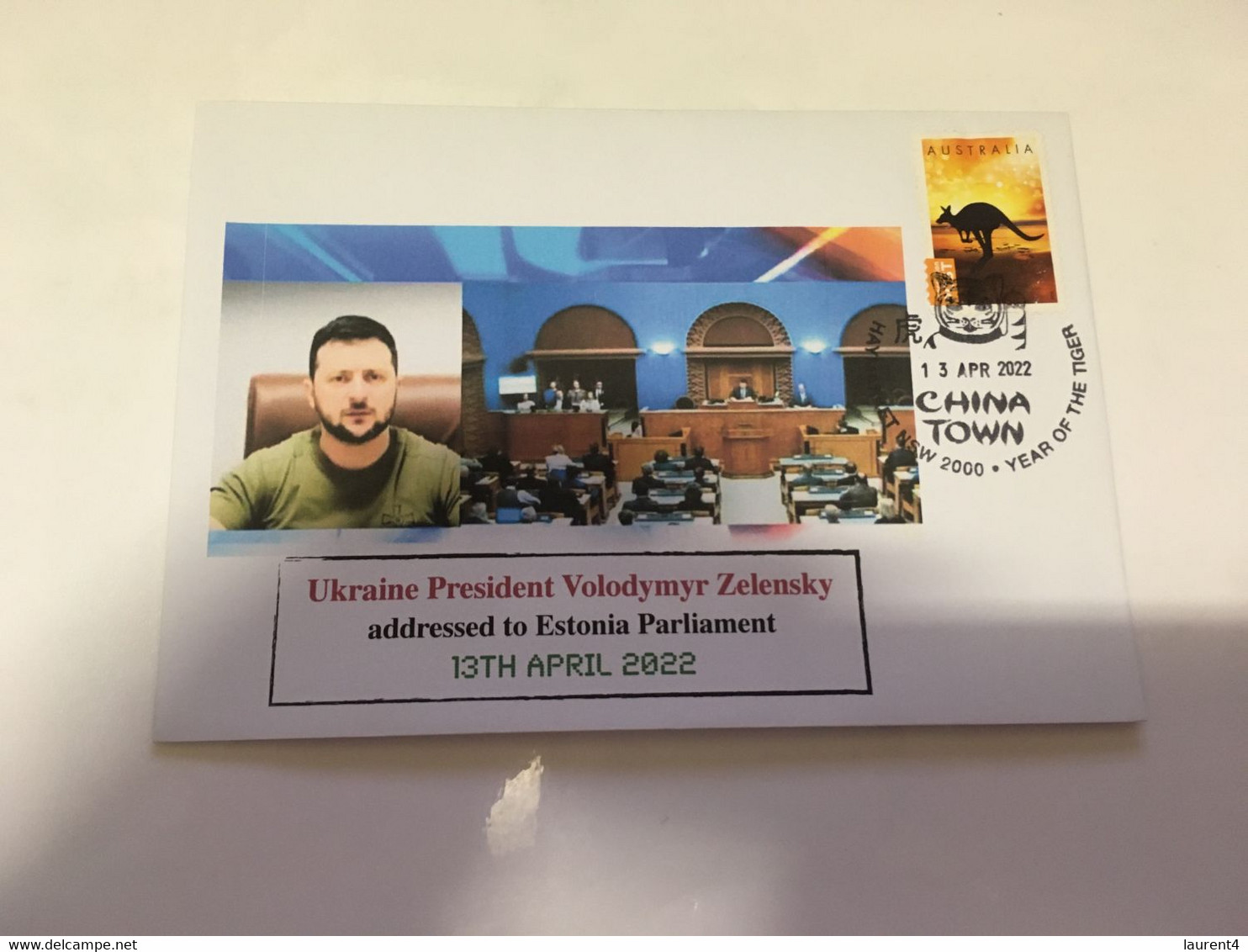 (5 H 9) UKRAINE President Address To Estonia Parliament (13th April 2022) With OZ Kangaroo Stamp - Storia Postale