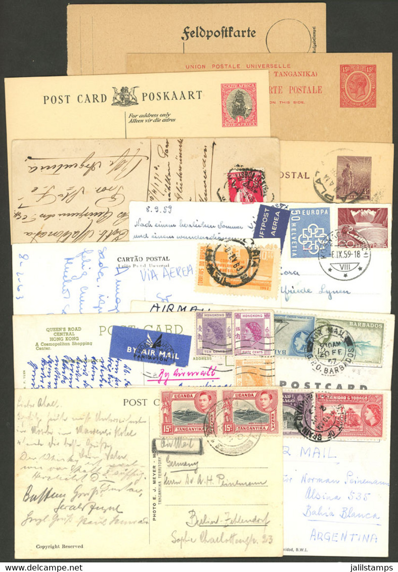 WORLDWIDE: 11 Postcards Or Postal Stationeries Of Varied Countries, Mostly Used, Some With Good Postages, VF General Qua - Autres & Non Classés