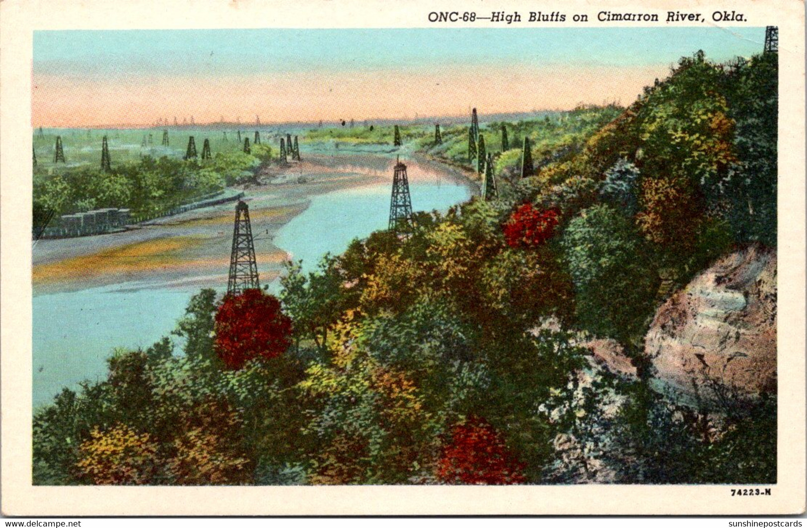 Oklahoma High Bluffs On Cimarron River Showing Oil Wells Curteich - Sonstige & Ohne Zuordnung