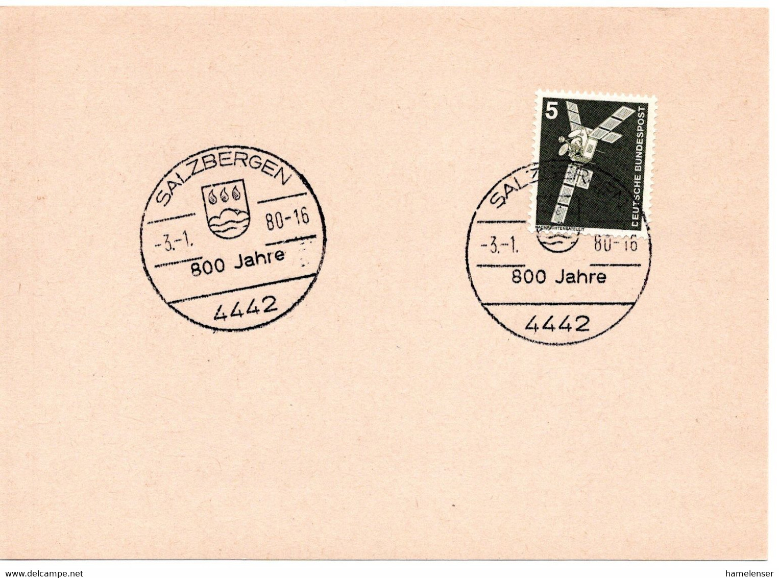 58833 - Bund - 1980 - 5Pfg I&T A Kte M SoStpl SALZBERGEN - 800 JAHRE - Enveloppes