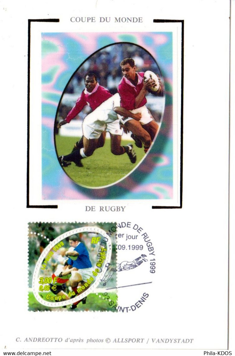 1999 " COUPE DU MONDE DE RUGBY " Sur Carte Maximum Sur Soie. N° YT 3280. Parfait état. CM à Saisir - Rugby