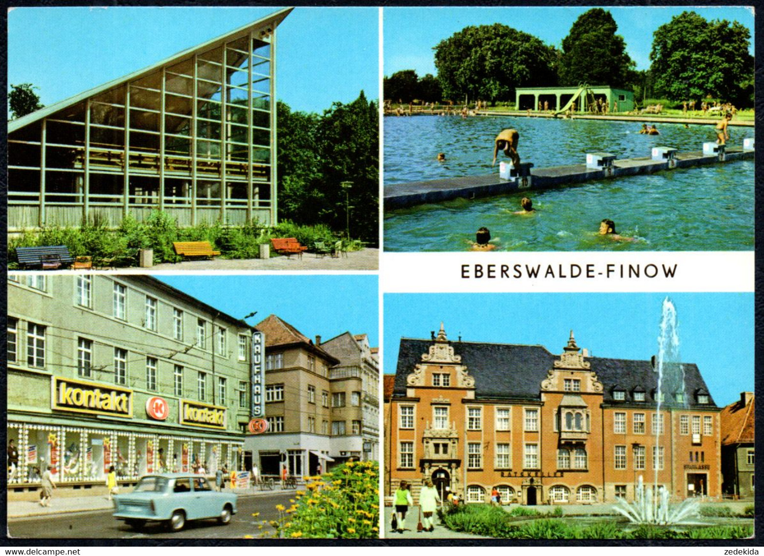 F7608 - TOP Eberswalde Finow - Kaufhaus Kontakt Gaststätte Tierpark - Verlag Bild Und Heimat Reichebach - Eberswalde