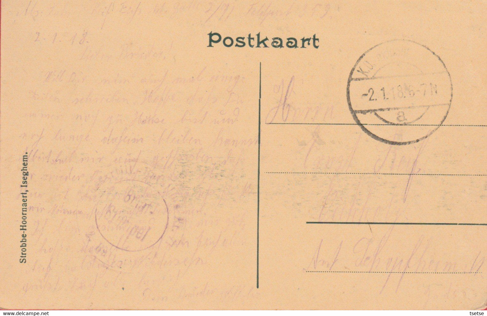 Izegem - Vaar En Zuidkaai ... Feldpost 1918 ( Verso Zien ) - Izegem