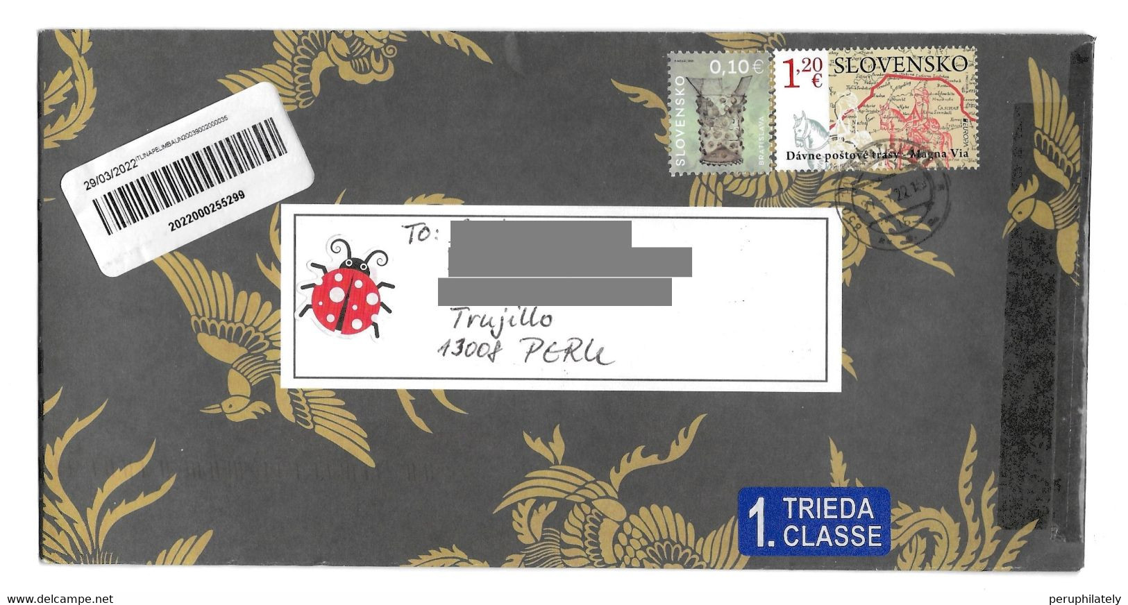 Slovakia Cover With Horses & Map Stamps Sent To Peru - Cartas & Documentos