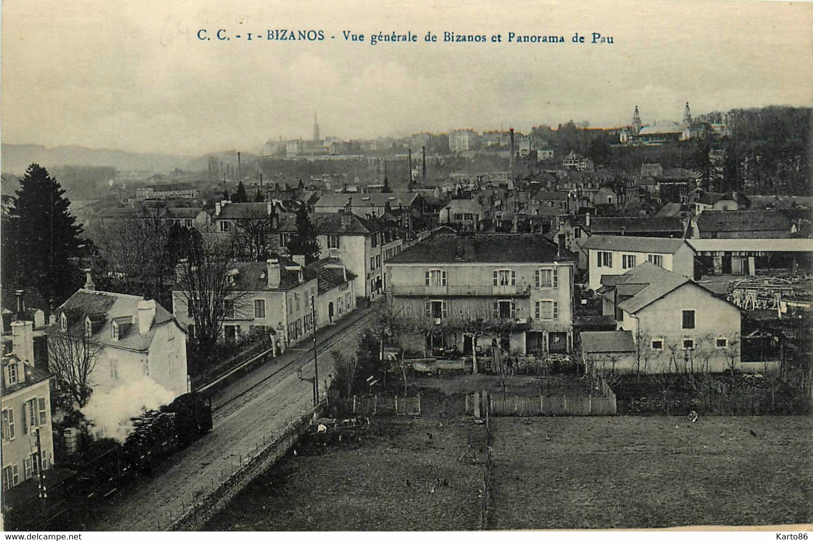 Bizanos * Vue Générale De La Commune Et Panorama De Pau * Passage Du Train * Ligne Chemin De Fer - Bizanos