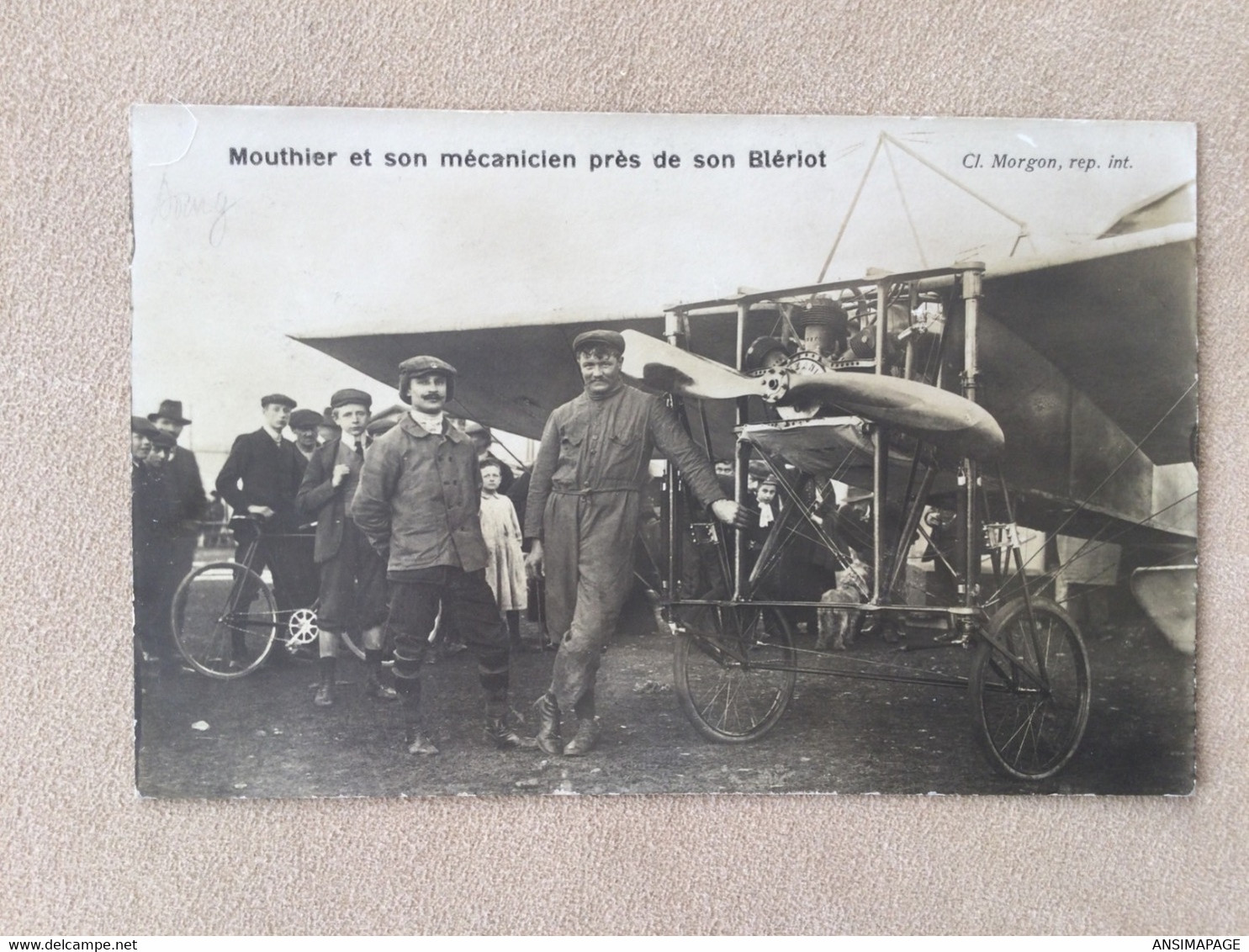 Mouthier Et Son Mécanicien Près De Son Blériot -CP Photo Ancienne - Aviatori