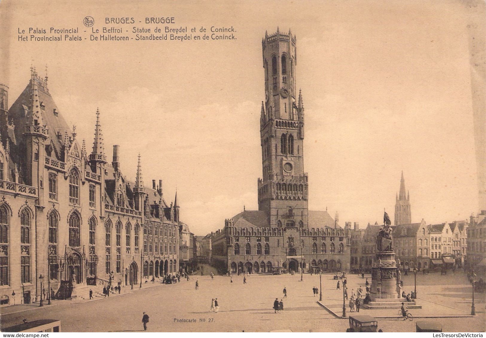 Grande Carte Format 20x14cm - Bruges Brugge Le Palais Provincial - Le Beffroi - Statue De Breydel Et De Coninck - Brugge