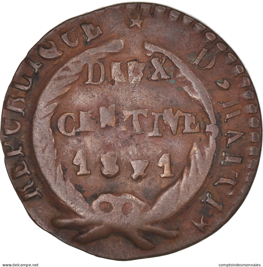 Monnaie, Haïti, 2 Centimes, 1844, Backward 4, TB, Cuivre, KM:A22 - Haïti