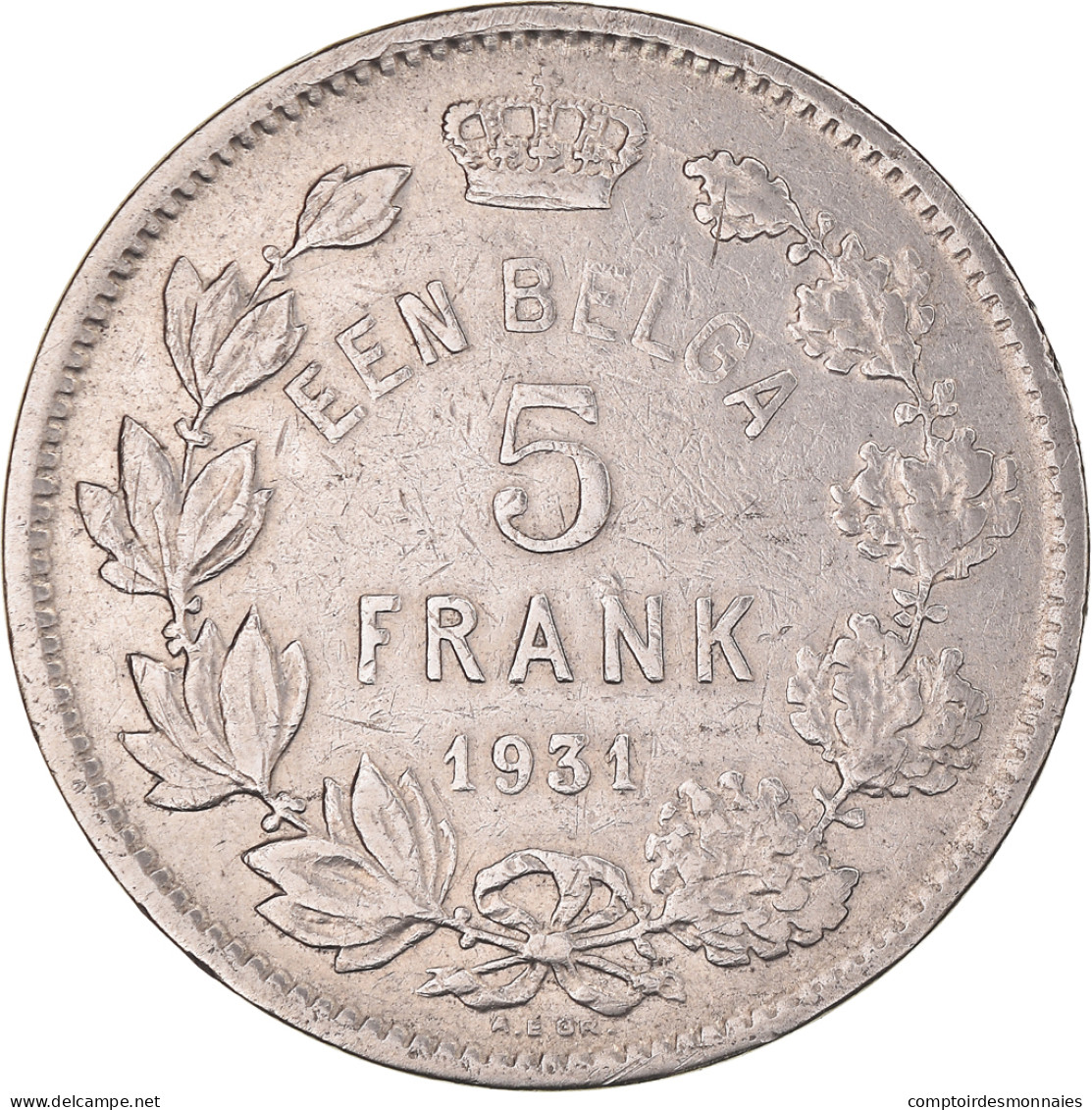 Monnaie, Belgique, Albert I, 5 Francs, 5 Frank, 1931, Position B, TTB, Nickel - 5 Francs & 1 Belga