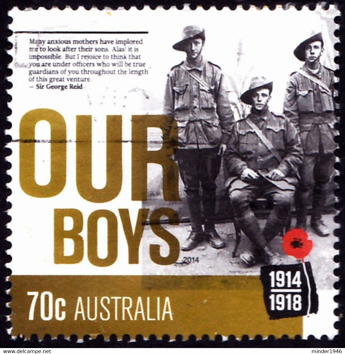 AUSTRALIA 2014 70c Multicoloured, 100th Anniversary Of The Beginning Of World War I  Used - Used Stamps