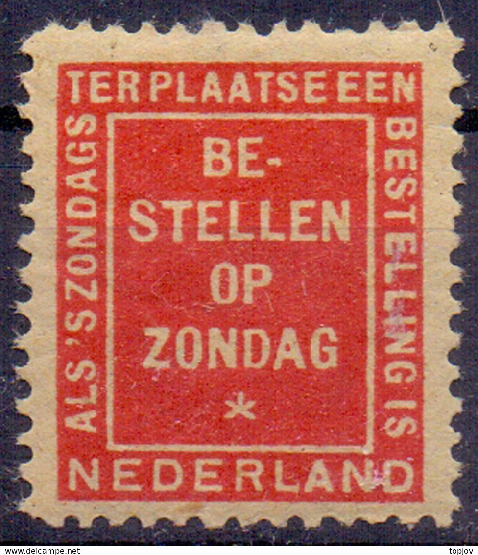 NETHERLANDS - ZONDAG  - **MNH - Revenue Stamps