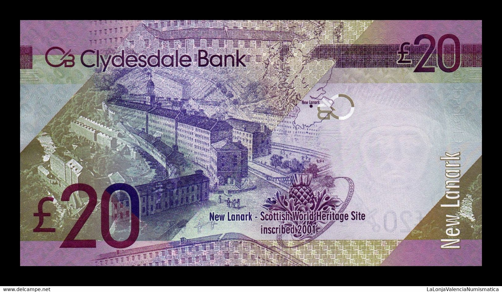 Escocia Scotland Clydesdale Bank 20 Pounds 2015 Pick 229Kd SC UNC - 20 Pounds