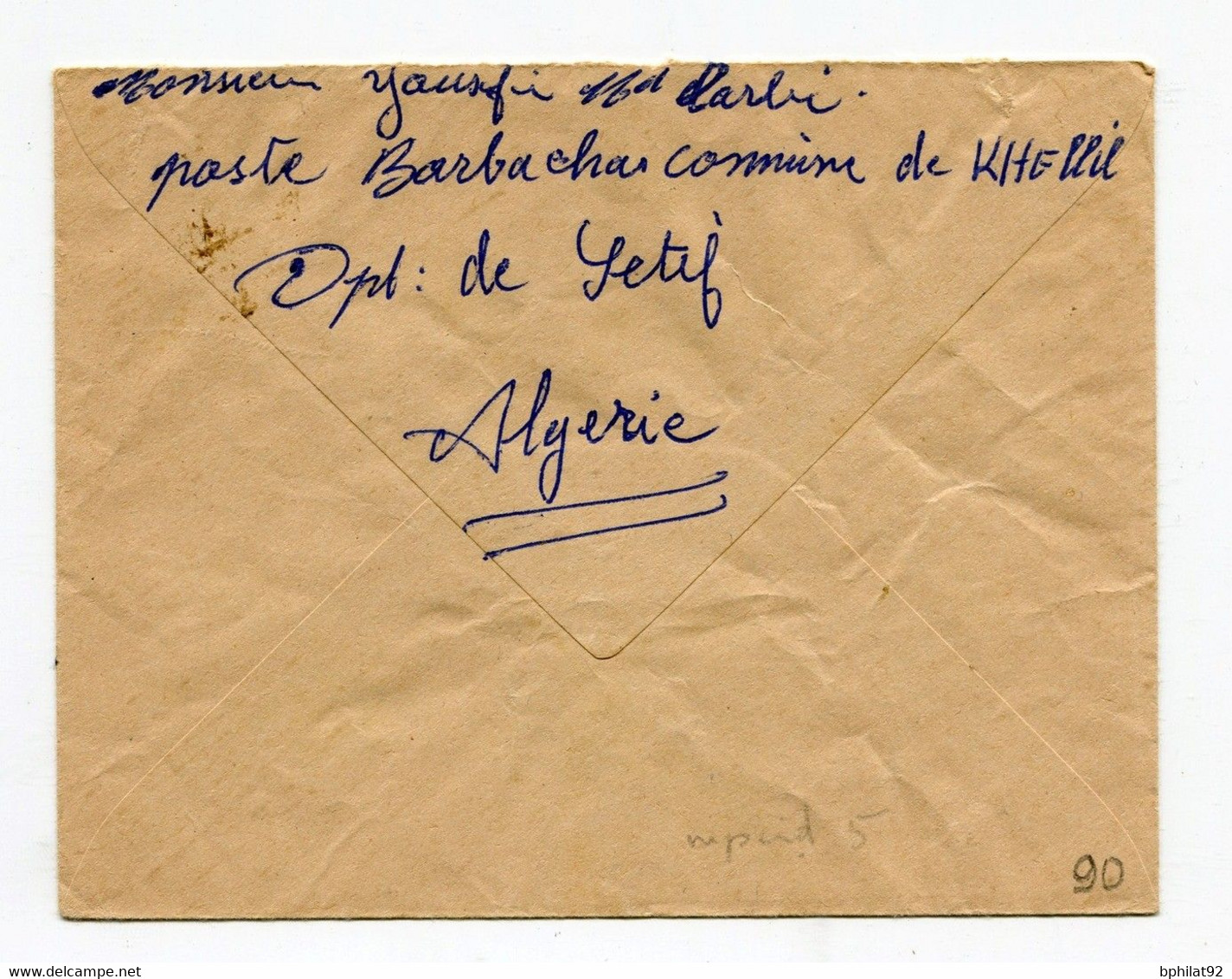 !!! ALGERIE, MARIANNE DE DECARIS  SURCHARGEE EA SUR LETTRE, CACHET DE BARBACHA - RARE - Algeria (1962-...)