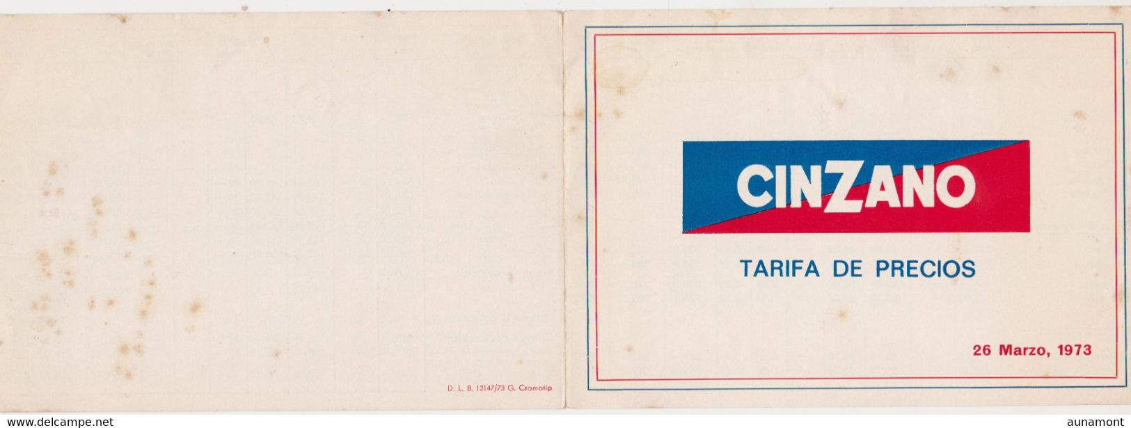 España-Tarifa De Precios-1973--CINZANO - Spain