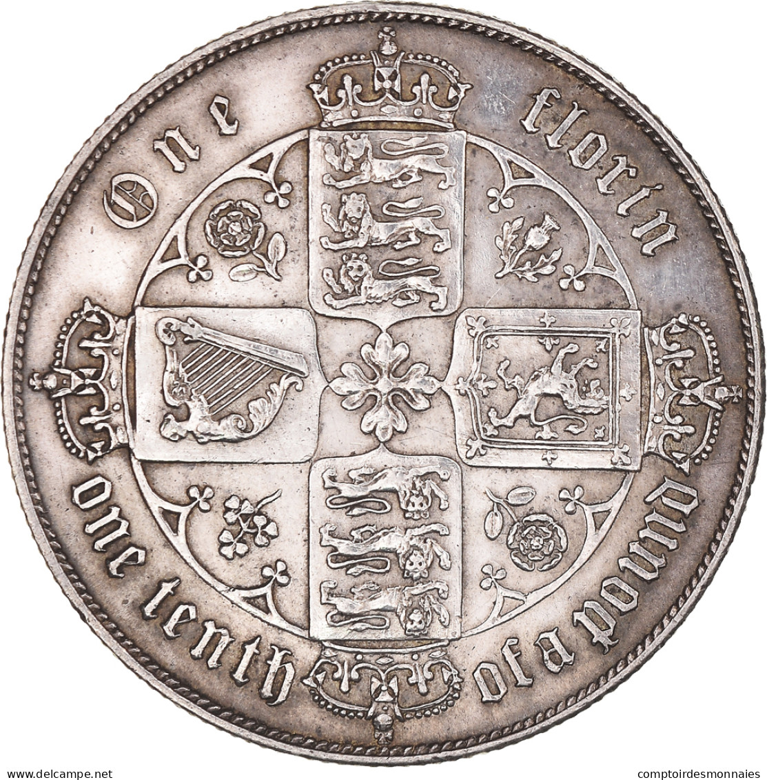 Monnaie, Grande-Bretagne, Victoria, Gothic, Florin, Two Shillings, 1871 - J. 1 Florin / 2 Shillings