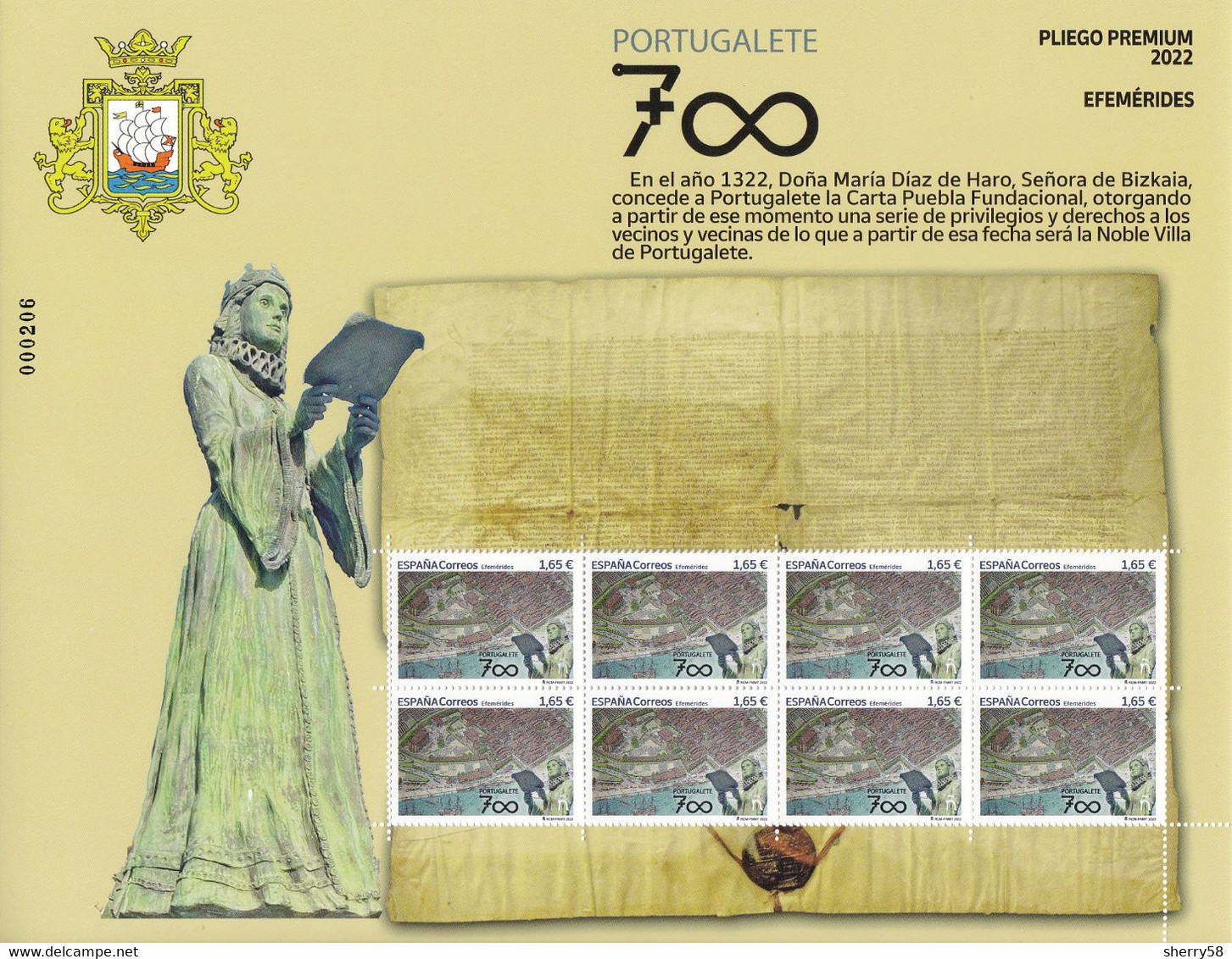 2022-ED. 5571 EN PLIEGO PREMIUM - Efemérides. 700 Años Fundación Portugalete - NUEVO - Feuilles Complètes