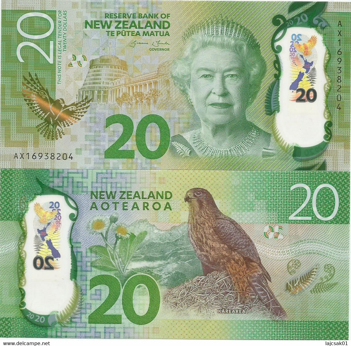 New Zealand 20 Dollars 2016. UNC Polymer - Nueva Zelandía