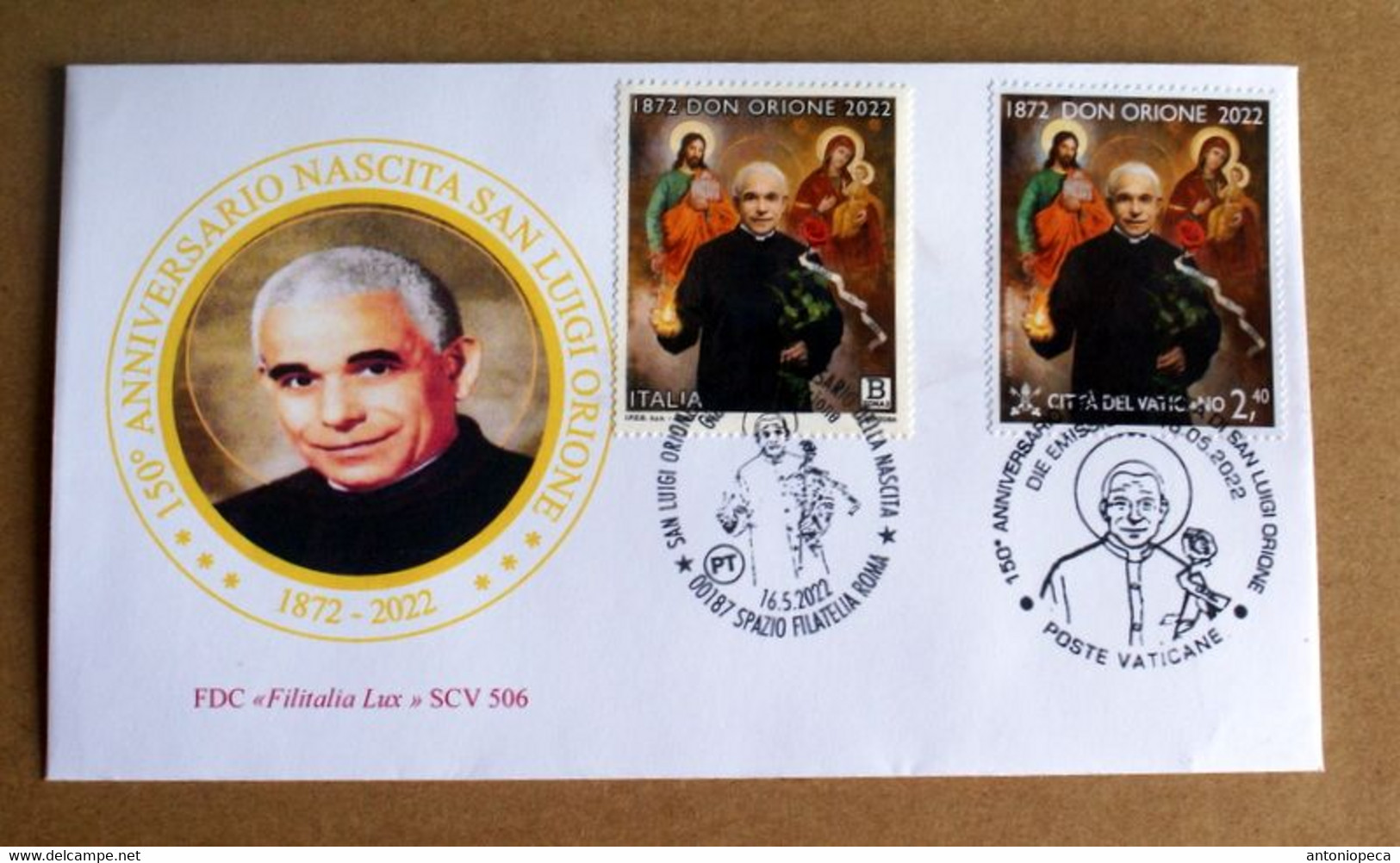 VATICAN 2022, 150 ANNIV. MORTE DON ORIONE FDC JOINT - Nuevos