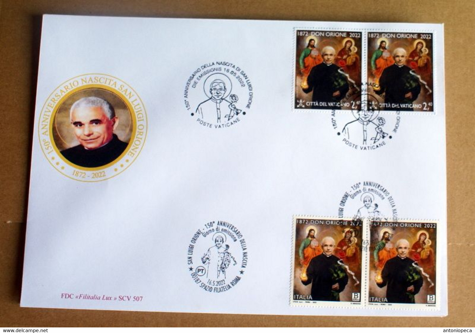 VATICAN 2022, 150 ANNIV. MORTE DON ORIONE FDC JOINT 2 - Unused Stamps