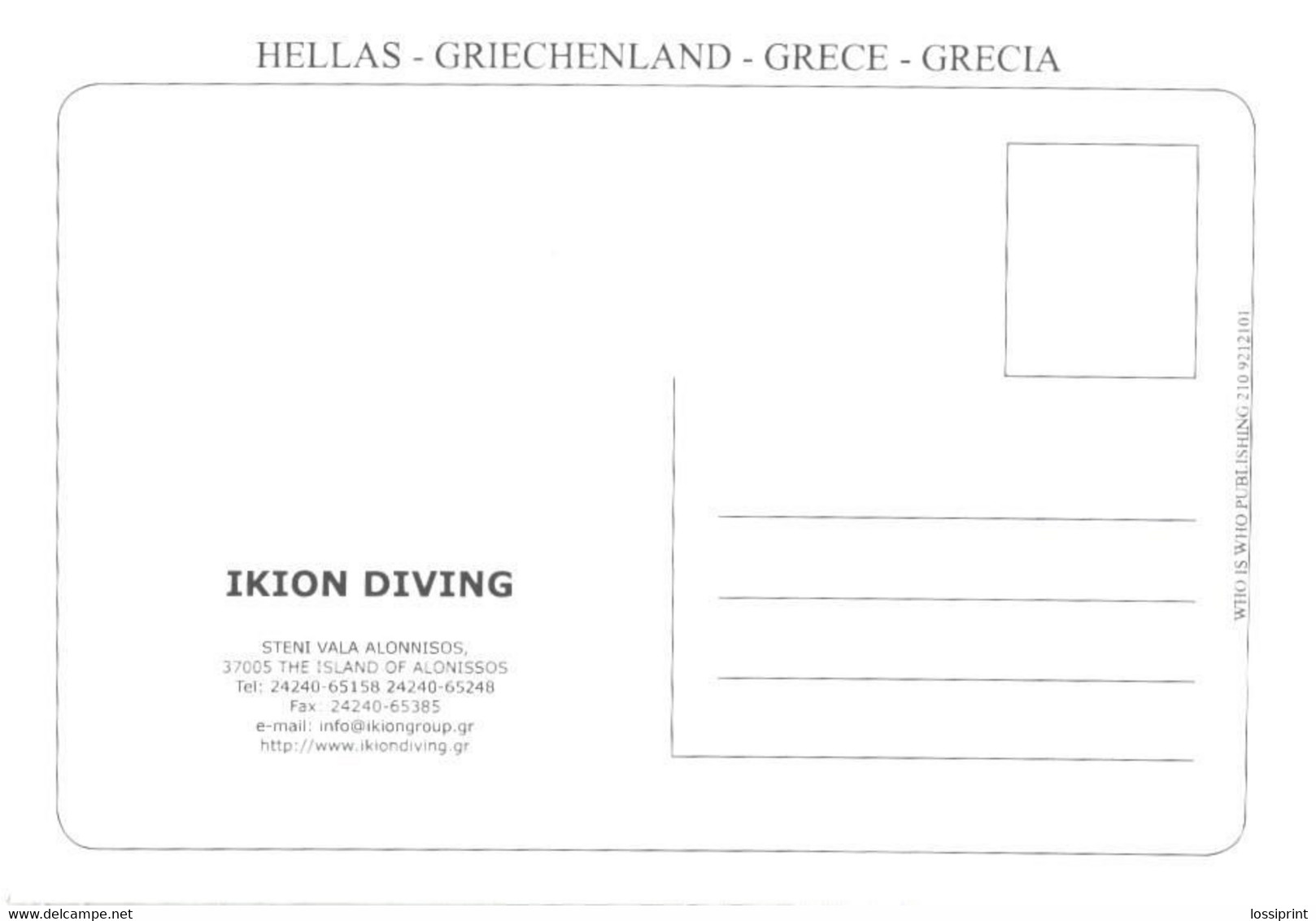 Greece:Ikion Diving Advertising Card, Divers - High Diving