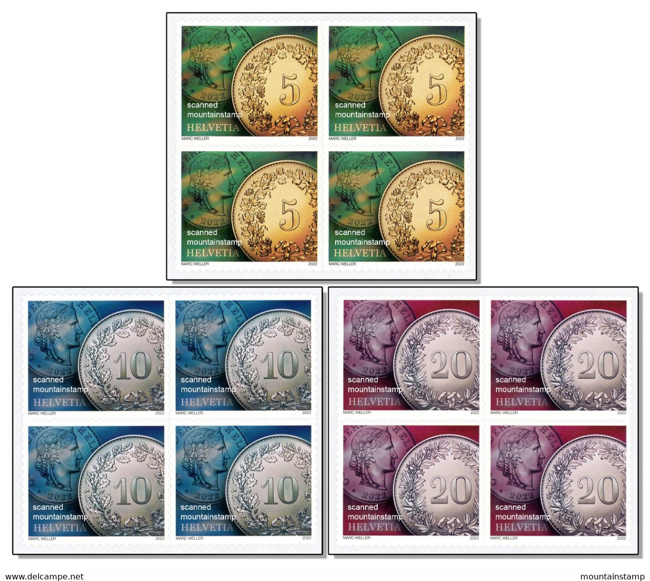 Switzerland 2022 (2022/1) Definitive Stamps - Coin - Coins - Münzen - Pièces De Monnaie - Blocks 4 MNH ** - Nuevos