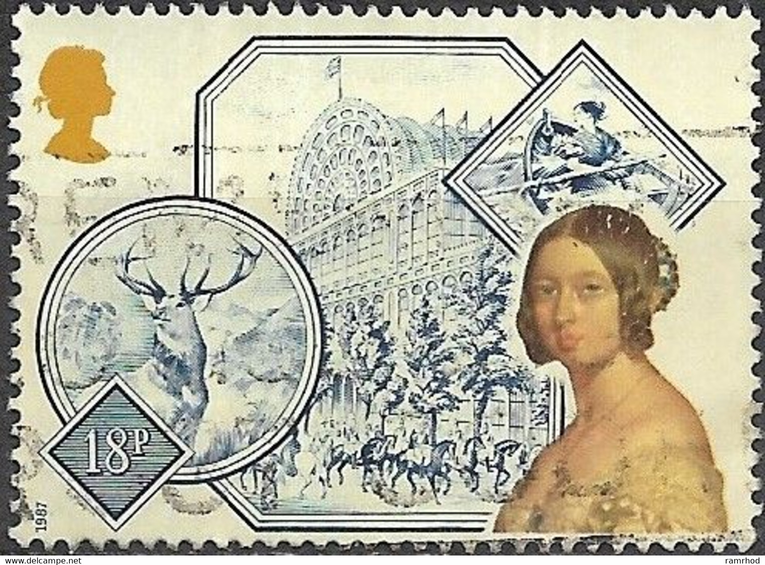 GREAT BRITAIN 1987 150th Anniv Of Queen Victoria's Accession - 18p Crystal Palace, Monarch Of The Glen (Landseer) FU - Gebruikt