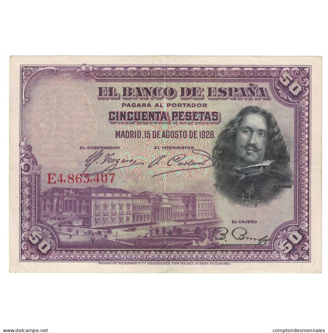 Billet, Espagne, 50 Pesetas, 1928, 1928-08-15, KM:75a, TTB - 50 Pesetas