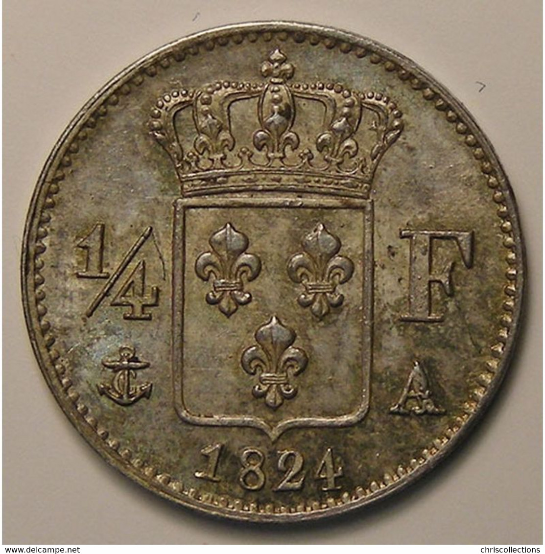 Louis XVIII, 1/4 Franc 1824 A, SPL, KM# 714.1 - 1/4 Franc