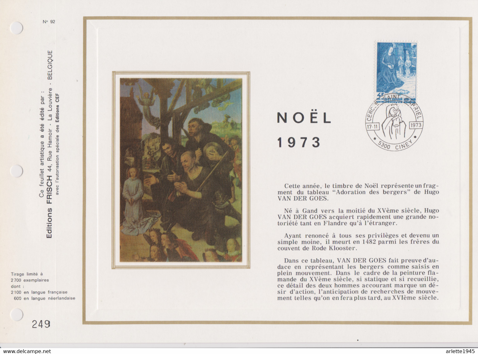 FEUILLET NOEL 1973 - Folettos De Lujo [LX]