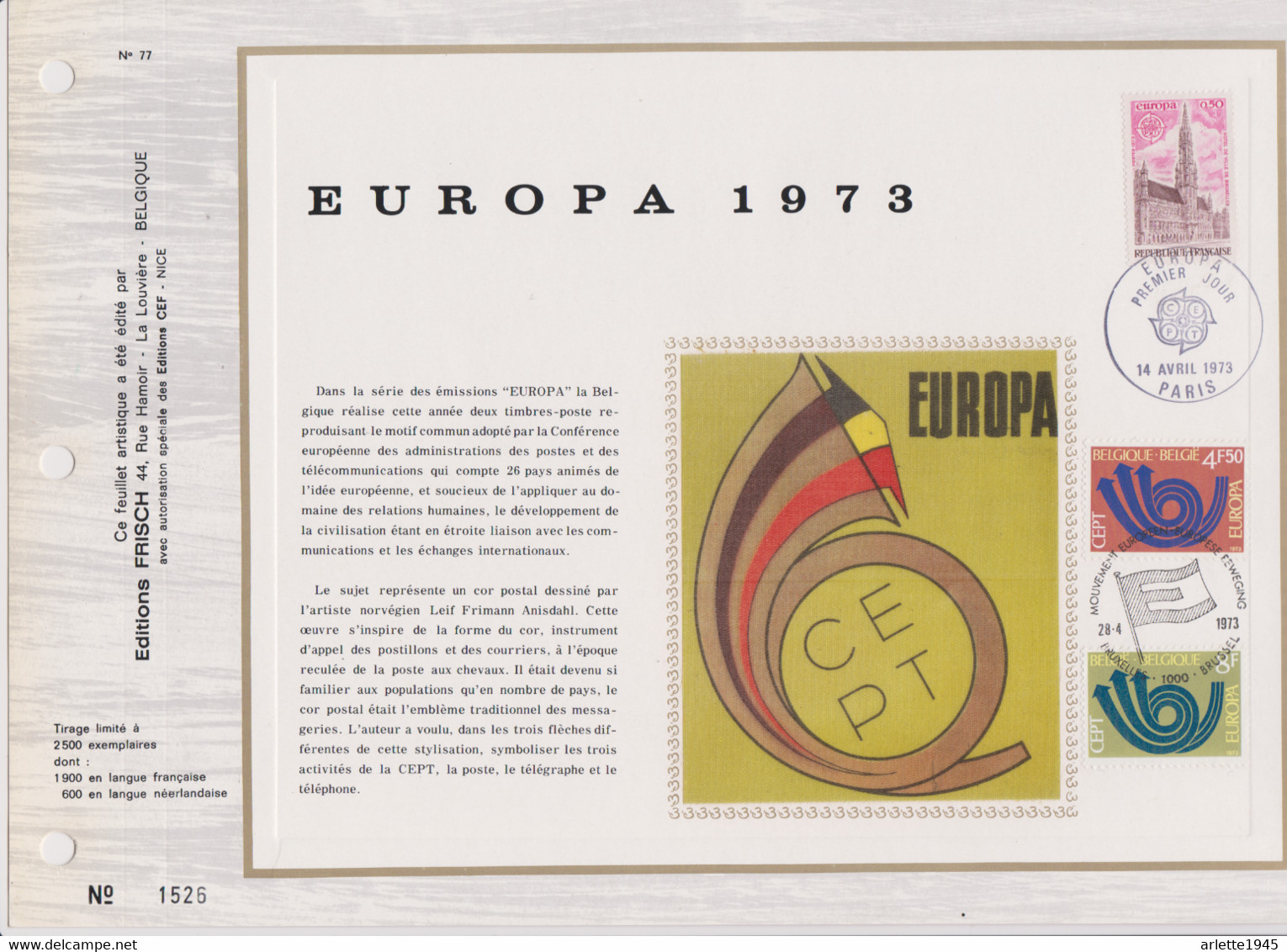 FEUILLET EUROPA 1973 - Deluxe Sheetlets [LX]