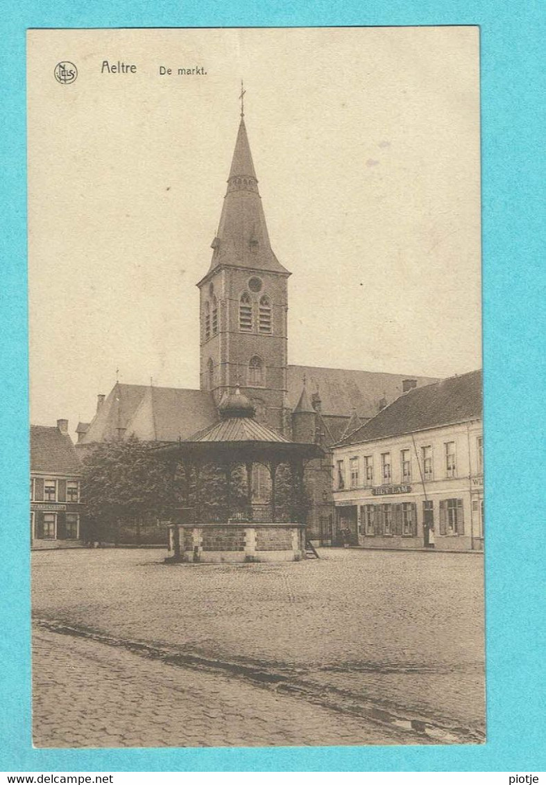 * Aalter - Aeltre (Oost Vlaanderen) * (Nels, Drukk Faut) De Markt, Marché, Grand'Place, Kiosk, Kiosque, Café Het Lam - Aalter