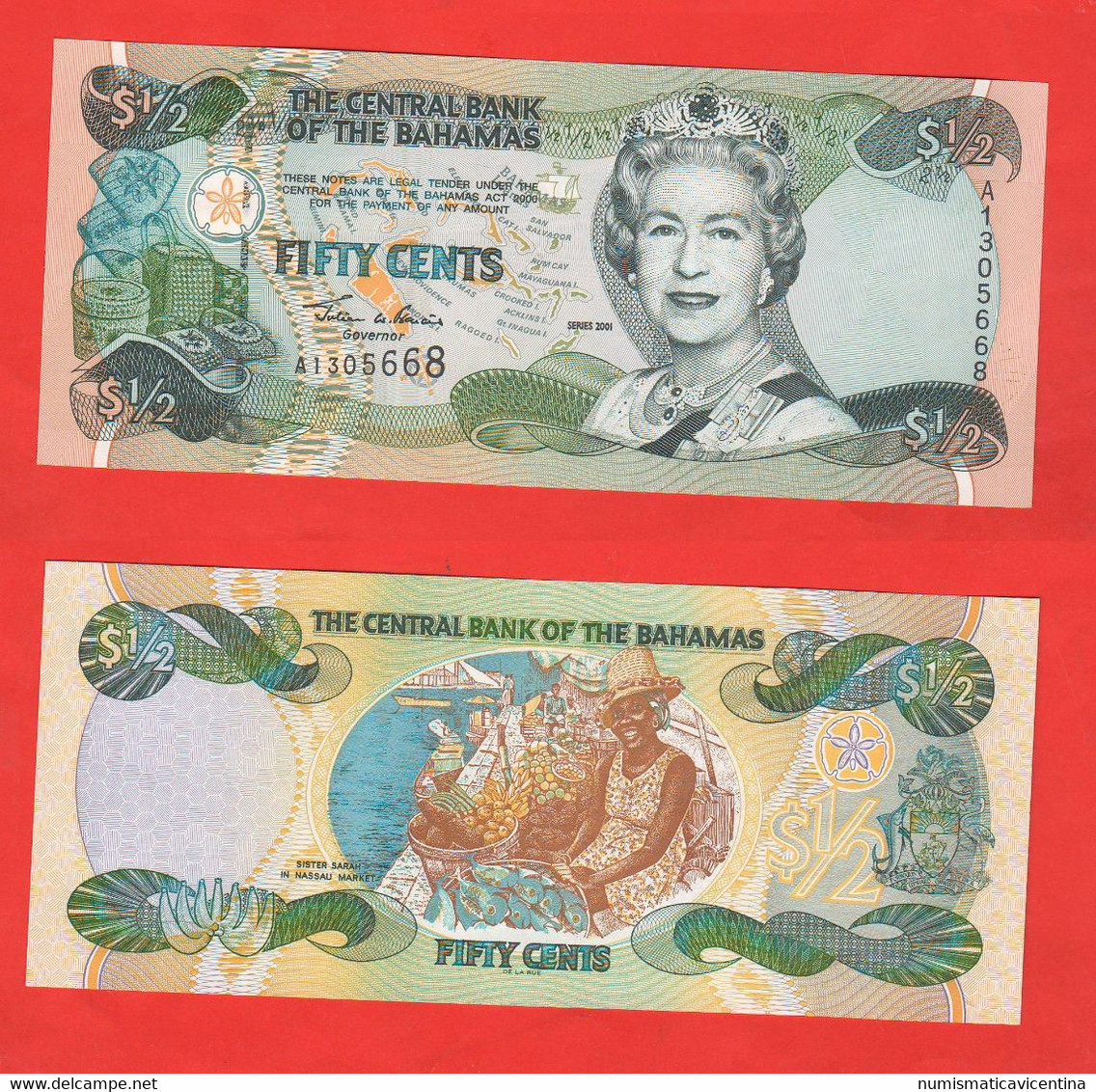 Bahamas Fifty Cents 2001 + One Dollar 1984 Bahamas 0.50 + 1 $ - Bahamas