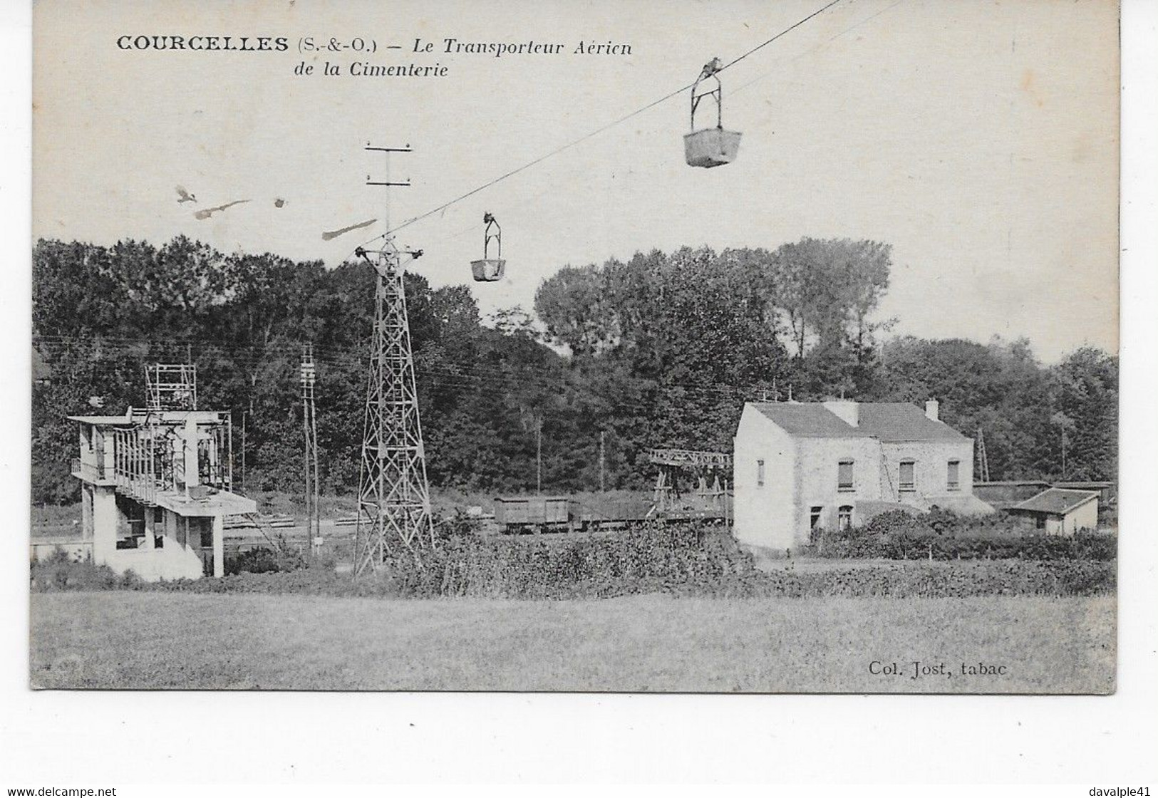 95  COURCELLES  LE TRANSPORTEUR AERIEN DE LA CIMENTERIE   ECRITE 2 SCANS - Sonstige & Ohne Zuordnung