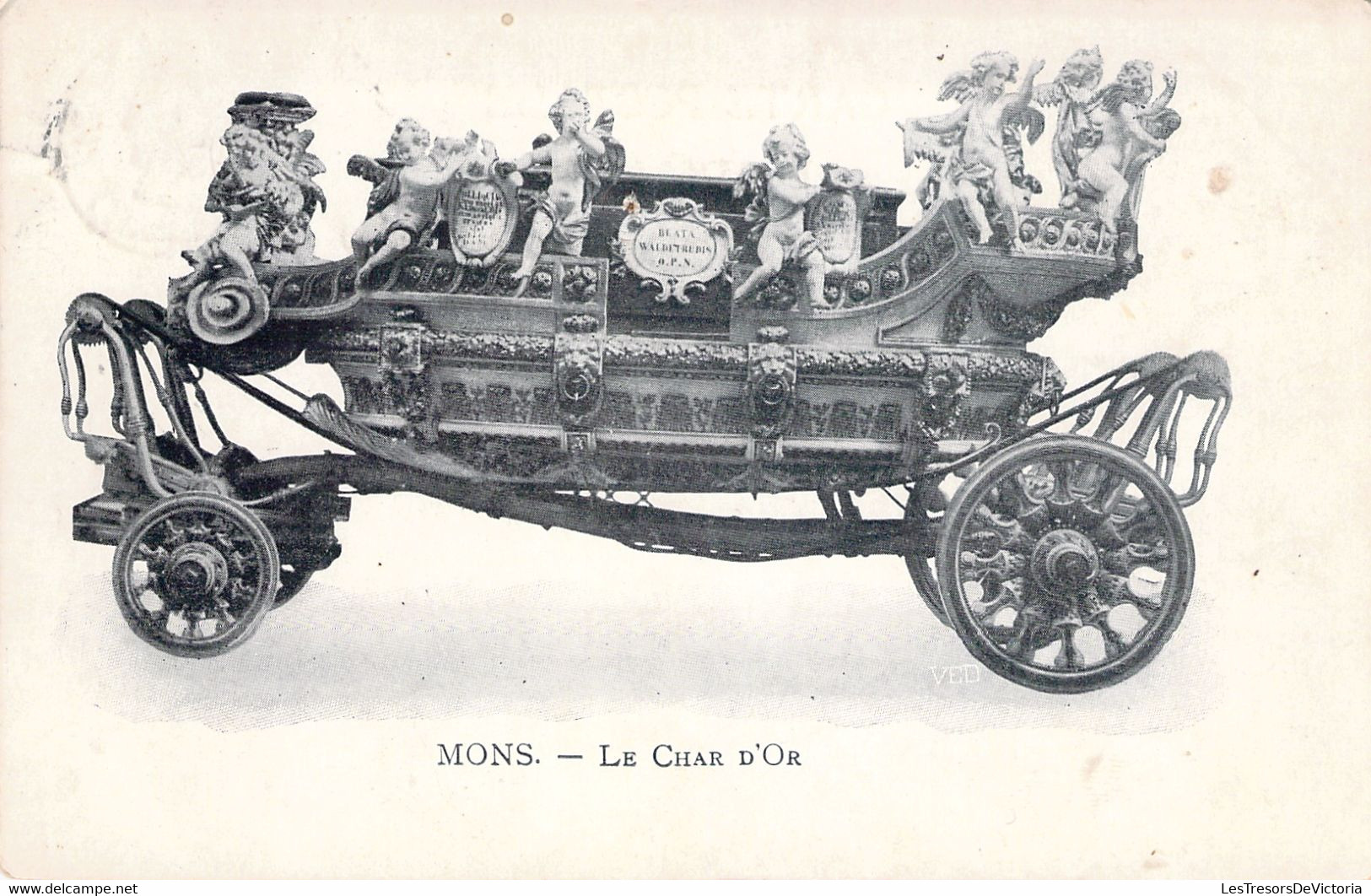 CPA Mons - Le Char D'or - Tampo Lucien Bray Au Dos De La Carte - Dos Simple Oblitéré En 1903 - Mons