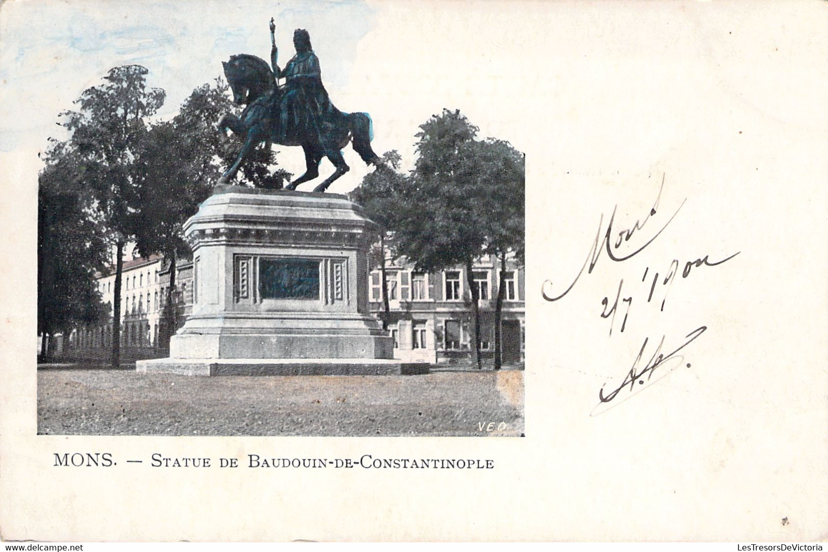 CPA Mons - Statue De Baudouin De Constantinople - Oblitéré En 1902 - Mons