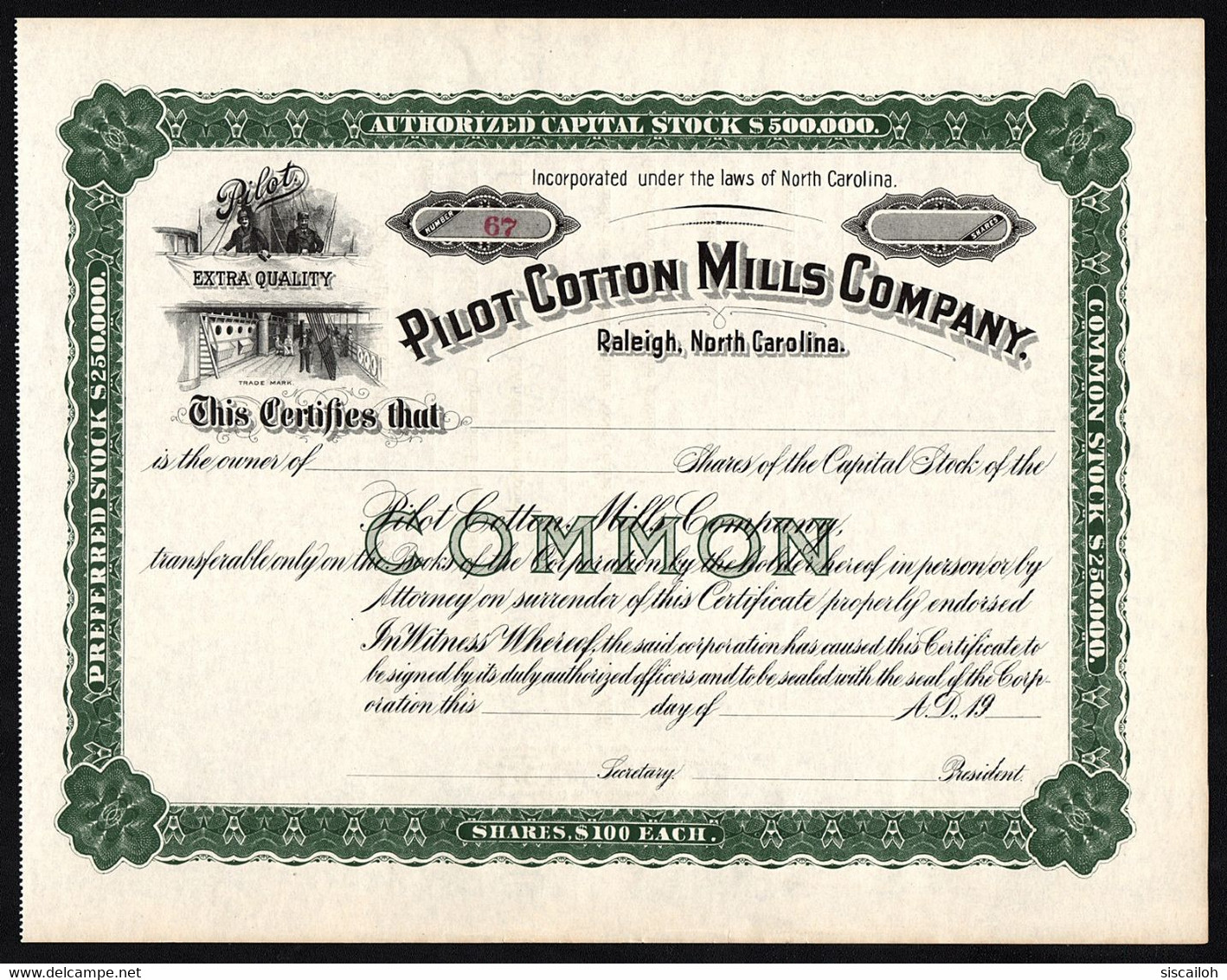 19__ North Carolina: Pilot Cotton Mills Company - Textiel