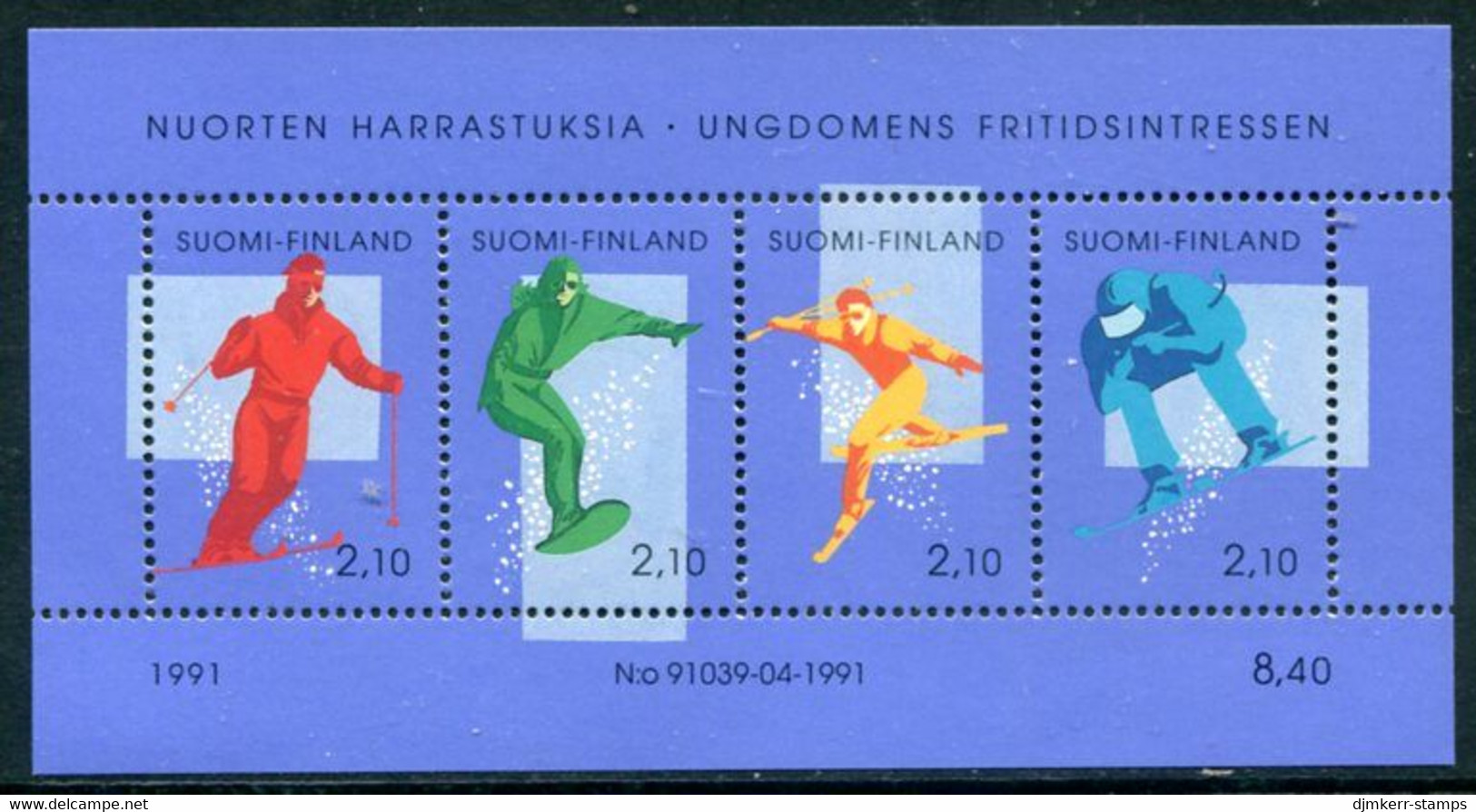 FINLAND 1991 Alpine Ski Touring Block MNH / **.  Michel Block 8 - Ongebruikt