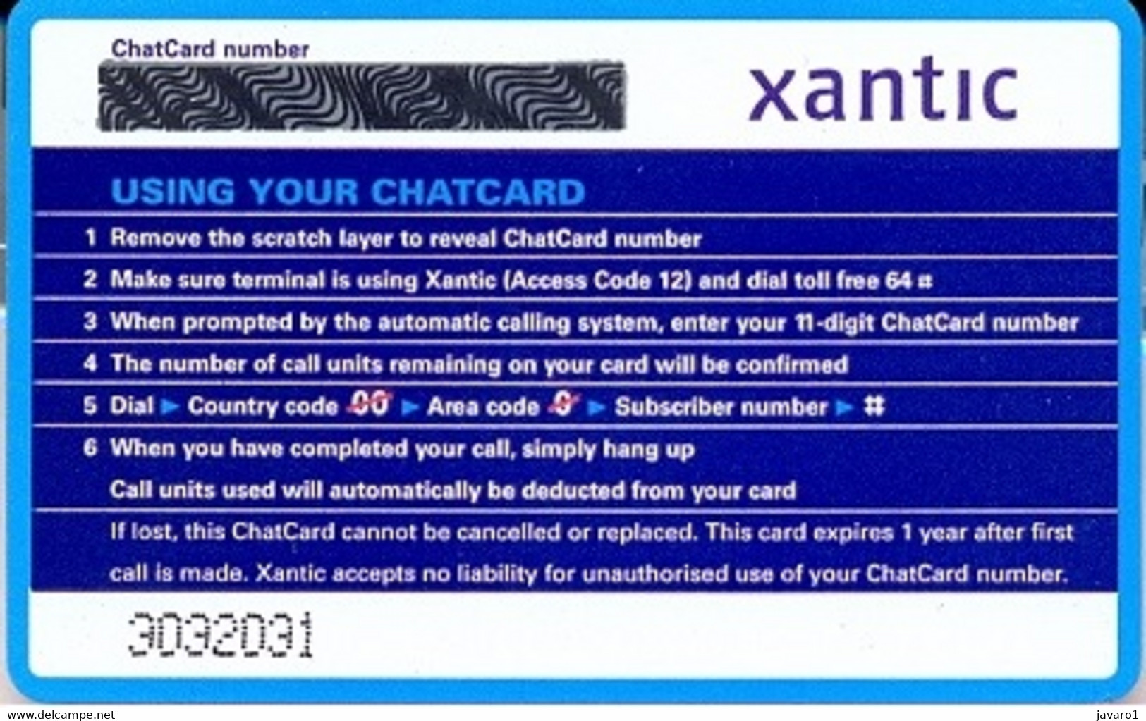 XANTIC : XAN04 50u Xantic ChatCard For Inmarsat-A-B-M SATELLITE CARD MINT Exp: 1 YEAR - Autres & Non Classés