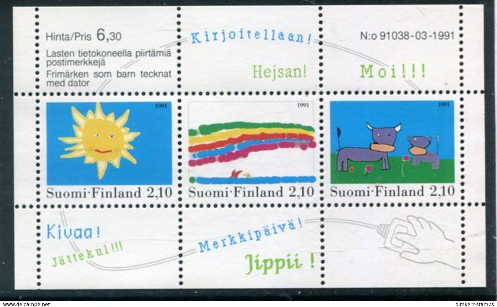 FINLAND 1991 Children's Drawing Competition Block MNH / **.  Michel Block 7 - Unused Stamps
