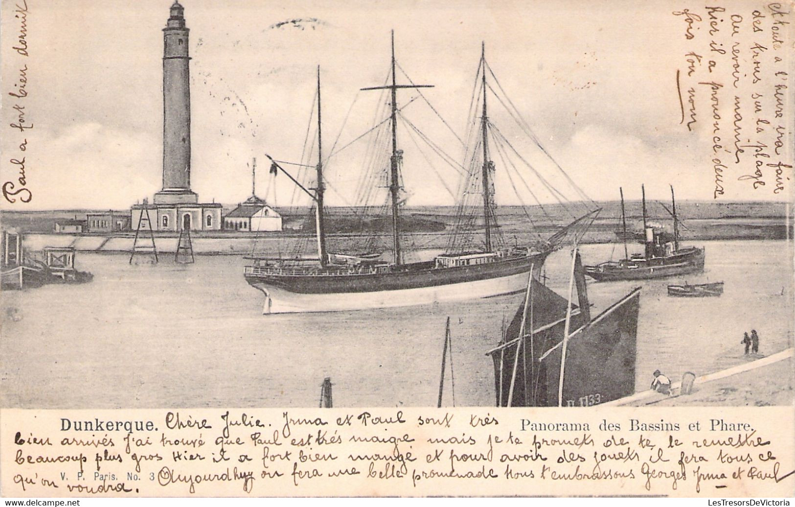 CPA Dunkerque - Panorama Des Bassins Et Phare - De Malo Les Bains à Bruxelles En 1905 - Dunkerque