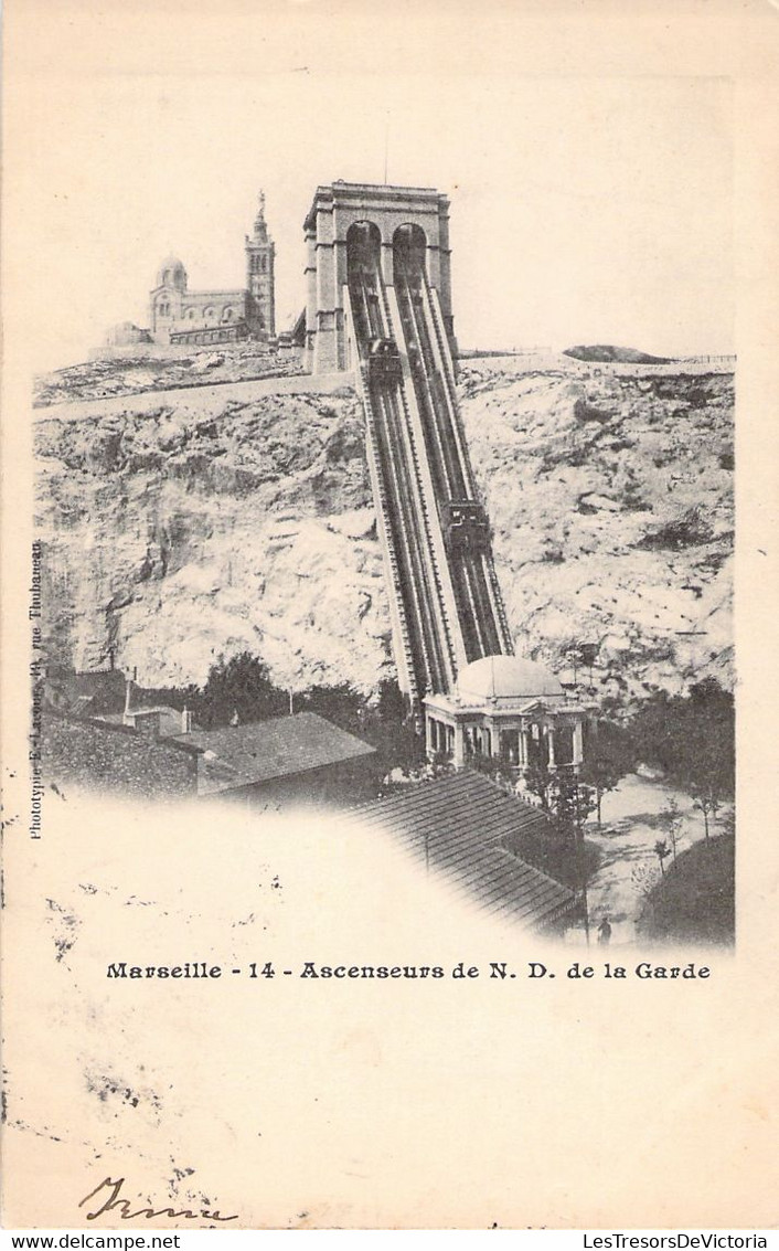 CPA Marseille - 14 - Ascenseurs De N D De La Garde - Carte Oblitérée En 1903 à Marseille - Dos Simple - Notre-Dame De La Garde, Ascenseur