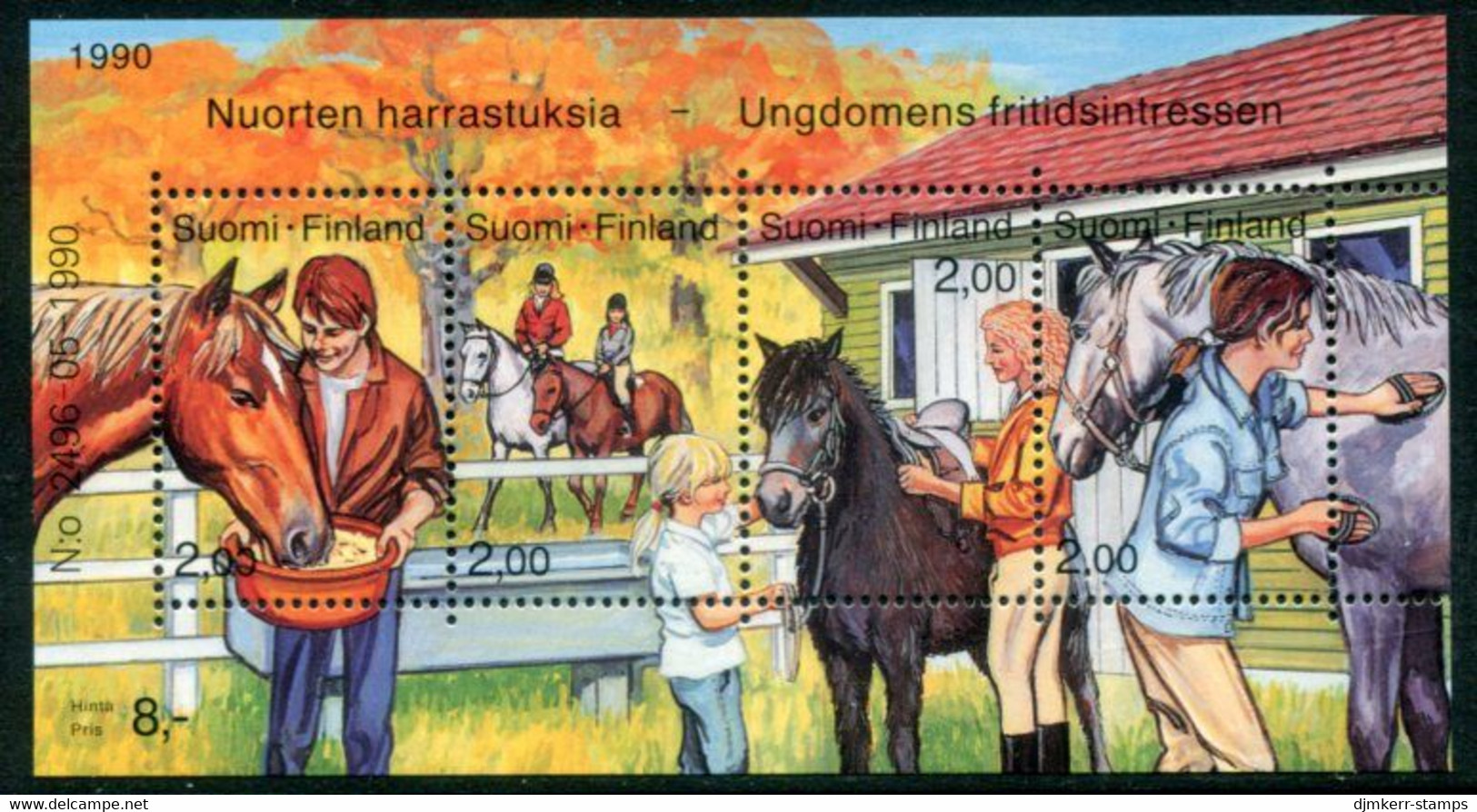 FINLAND 1990 Horse-riding Block MNH / **.  Michel Block 6 - Unused Stamps