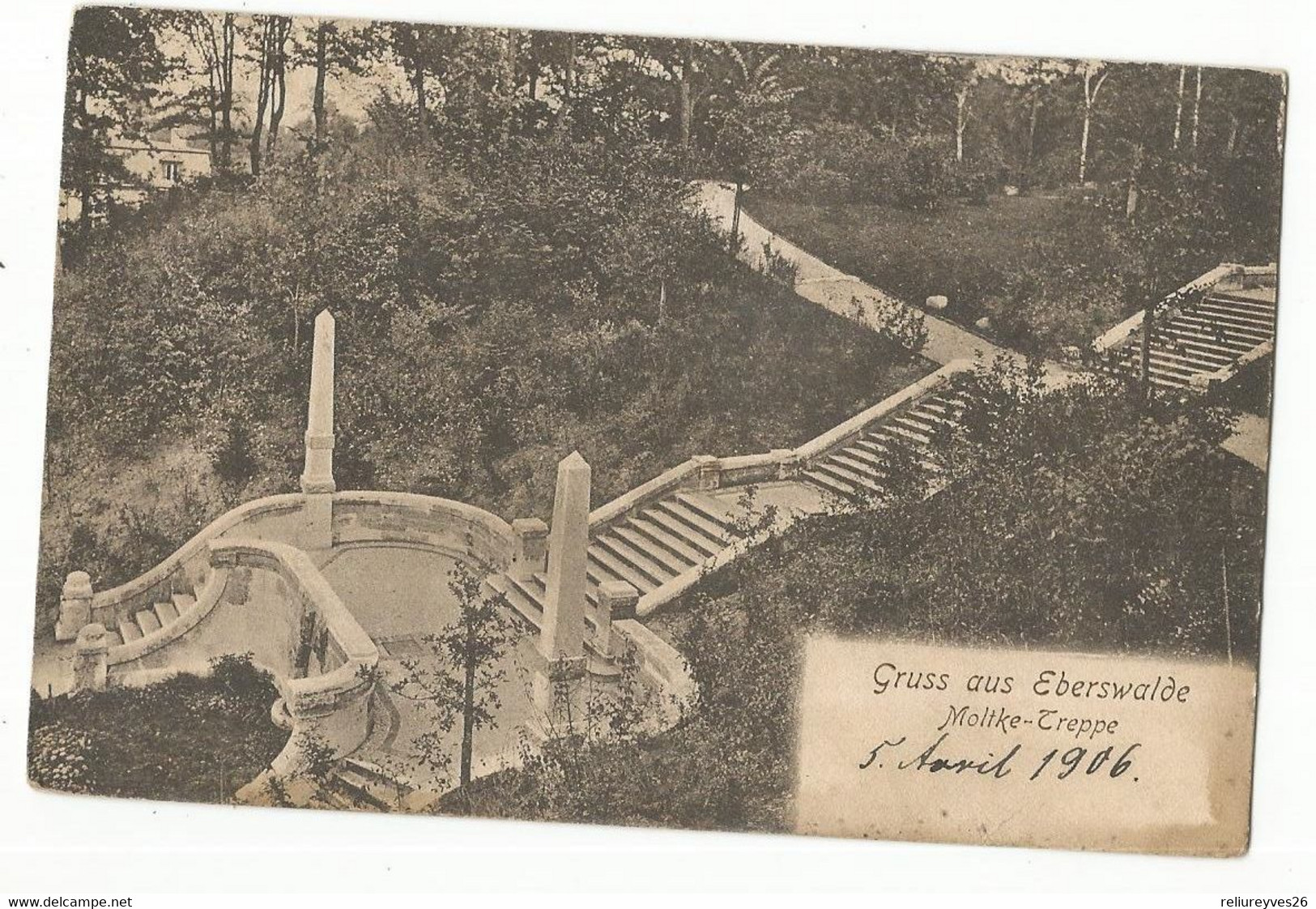 CPA, Allemagne , N°72, Gruss Aus Eberswalde , Moltke - Treppe ,Ed. Klau, 1906 - Eberswalde