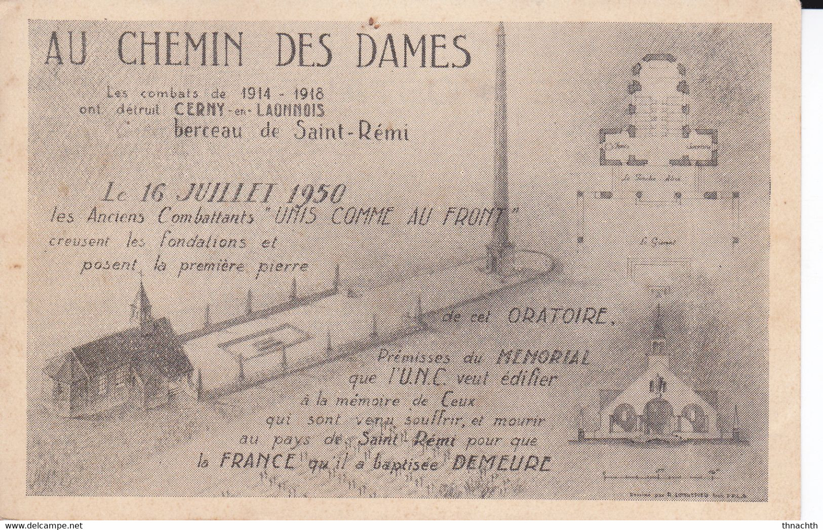 CERNY-en-LAONNOIS 02-Aisne Au CHEMIN Des DAMES   Inauguration ORATOIRE Combat 1914-1918 - Guerra 1914-18